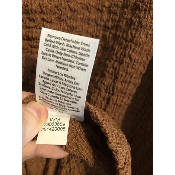 Terra & Sky Womens Crinkle Tie Dress 4X Saddle Brown Flutter Feminine Romantic - Picture 7 of 8